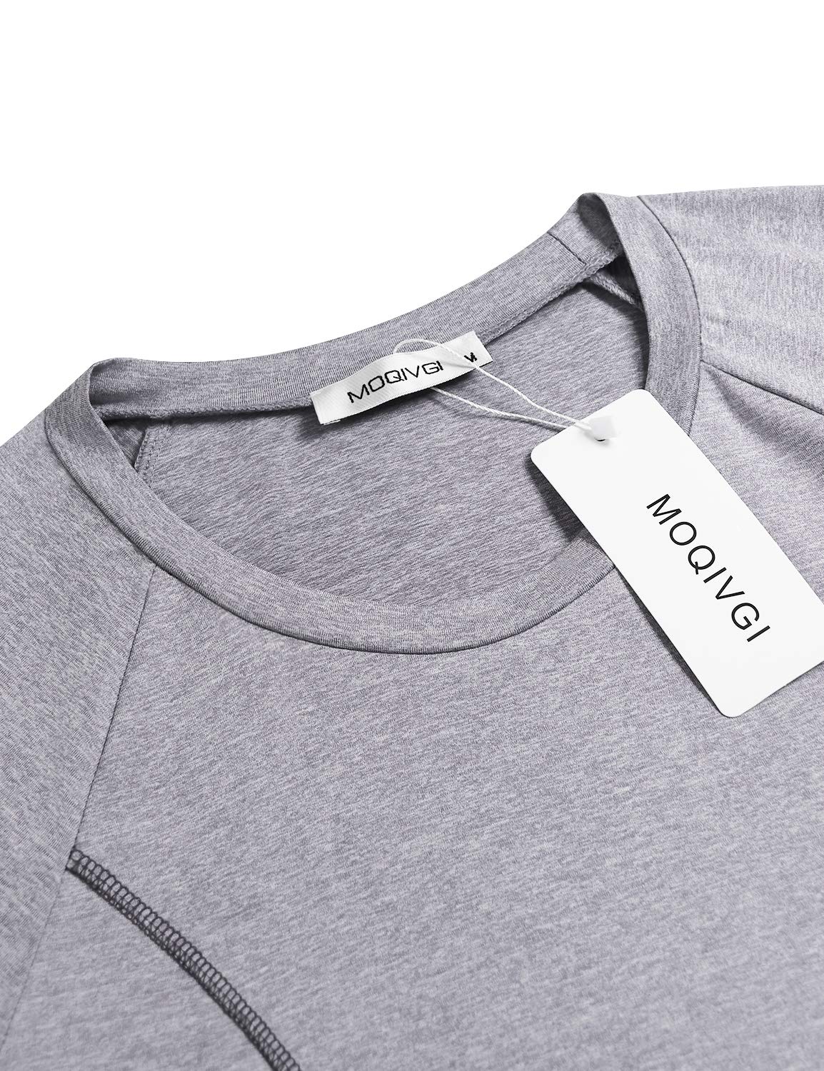 MOQIVGI Gym Shirts for Women Short Sleeve Workout Tops Loose Fit Casual Summer Essential Running Jogging Yoga Exercise Fitness Apparel Grey Large