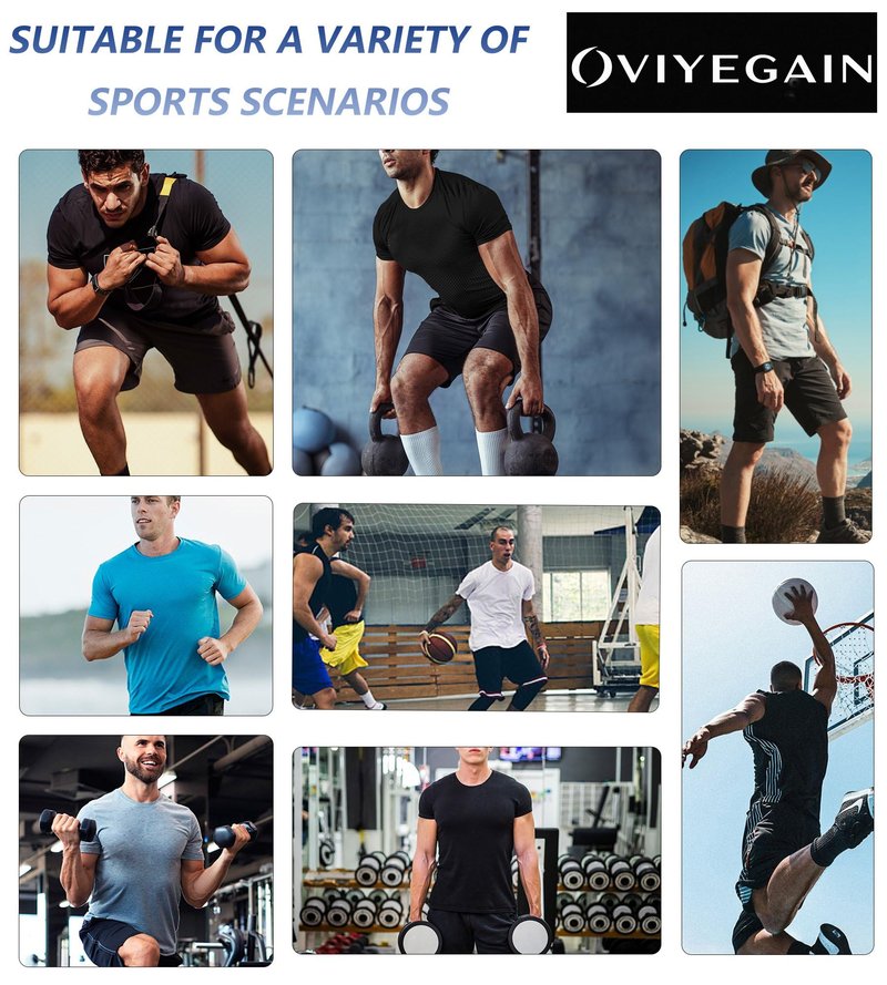 OVIYEGAIN 2 Pack Mens Short Sleeve Compression Shirt Athletic Sports Base Layer T-Shirts Workout Fitness Tops for Men