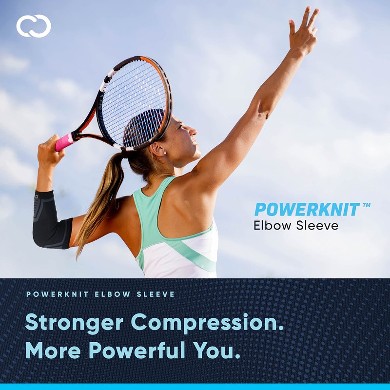 Copper Compression PowerKnit Elbow Sleeve - Seamless Elbow Brace for Men & Women - Pain Relief for Tendonitis, Tennis Elbow, Golfers, Weight Lifting - Fits Right or Left - 1 Sleeve - S/M