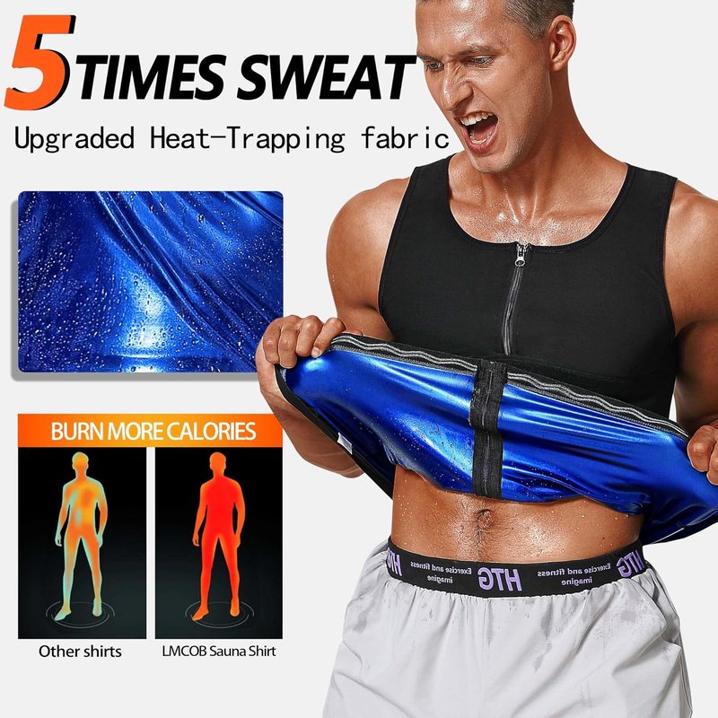 Sauna Vest for Men - Adjustable Waist Trainer with Zipper | Workout Sauna Suit
