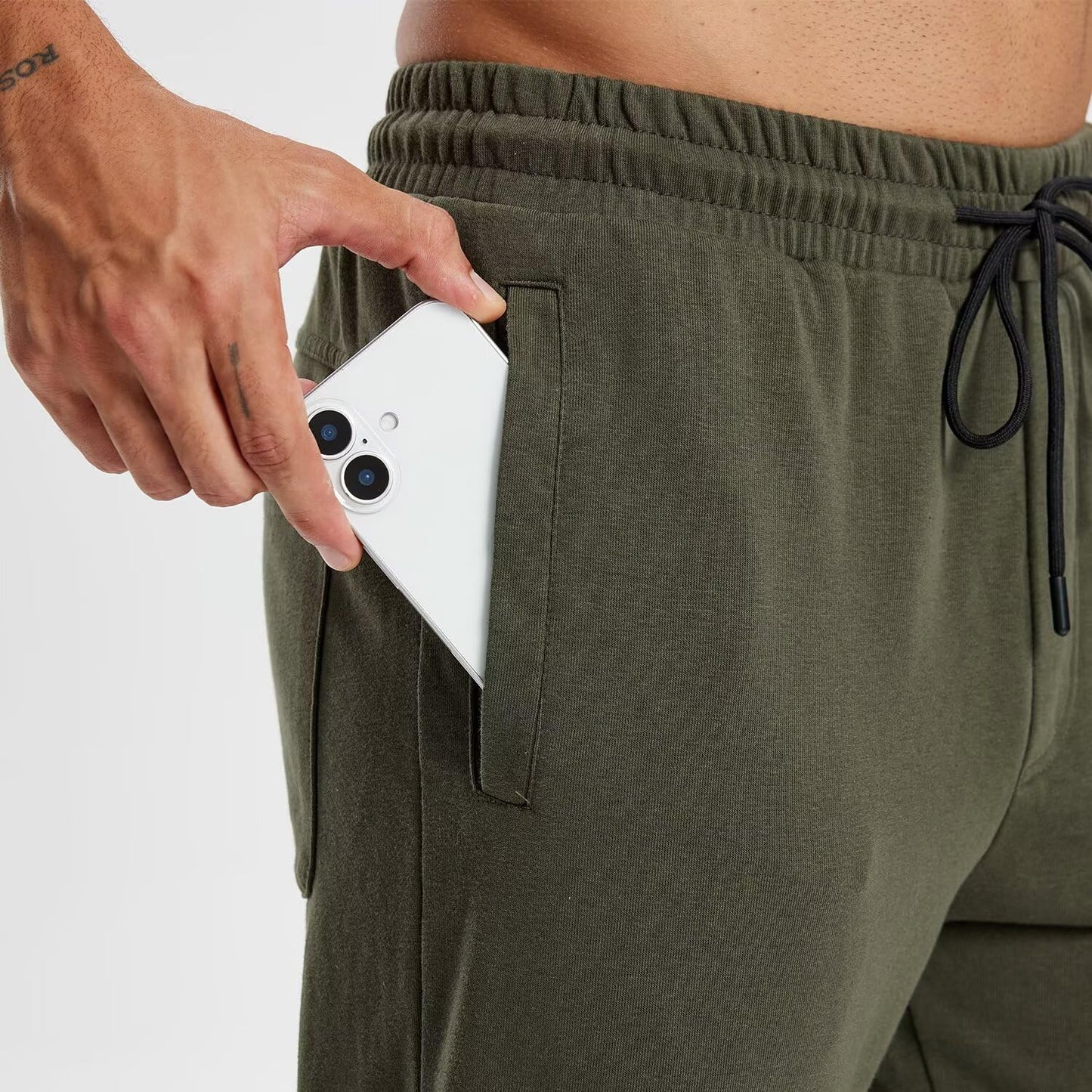 Rane Sports Mens Athletic Pants with Pocket Winter Warm Casual Joggers Sweatpants for Men Workout Running Gym Army Green