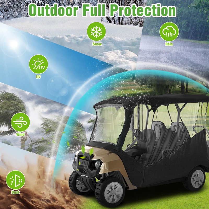 MASHELLY Golf Cart Enclosure for Club Car DS Precedent | 4-Passenger Waterproof Cover with Extended Roof & Roll-Up Windshield