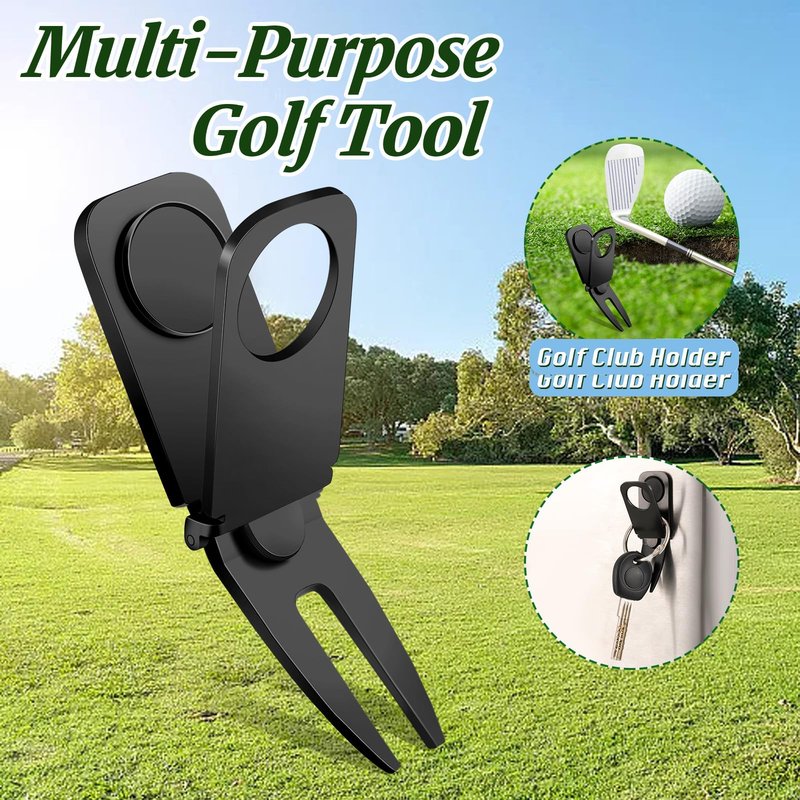 Lenwen 3 Pcs Magnetic Golf Divot Tool 3 in 1 Golf Cart Holder with Marker for Golfing Accessories, Gift for Man(Black, Gold, Silver)