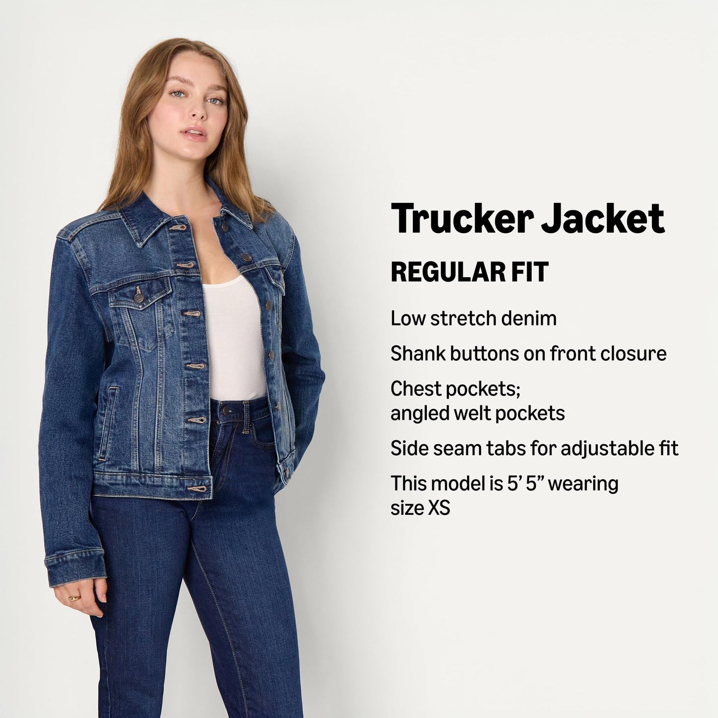 Amazon Essentials Women's Oversized-Fit Rigid Denim Trucker Jacket, Stone Dark Wash, Large