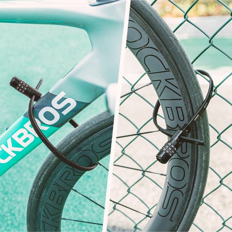 ROCKBROS Steel Core Security Zip Tie Lock Multi-Use, 3-Digit Combination Resettable Cable Lock for Bike Helmet, Stroller, Refrigerator, Liquor Cabinet, & Outdoor Gear - Weather-Resistant
