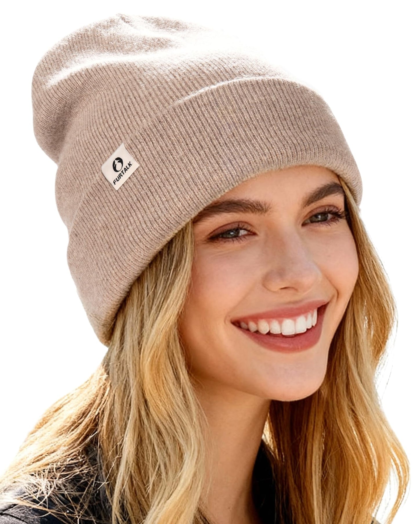 FURTALK Beanies for Women Men Winter Hats Soft Warm Beanie Hat Ladies Knitting Skull Cap Light Khaki