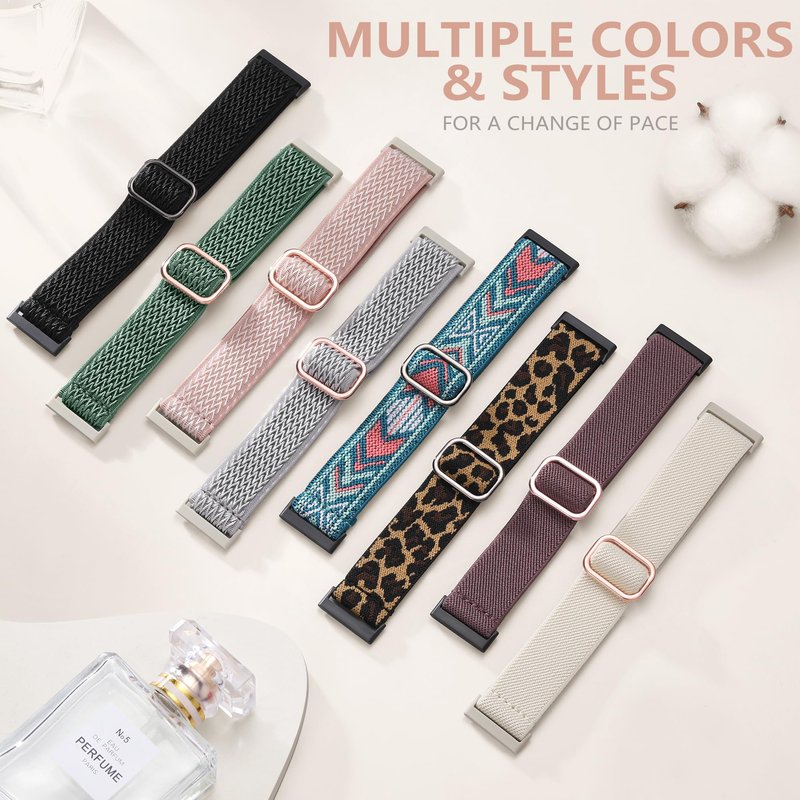 Adorve Compatible with Fitbit Sense Bands/Sense 2/Versa 3/Versa 4 Bands for Women Men, Adjustable Breathable Elastic Nylon Solo Loop Replacement Straps for Fitbit Versa Sense Accessories