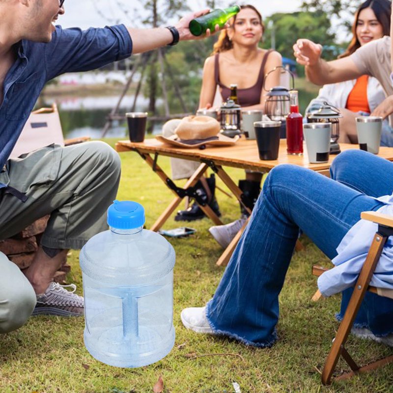 POPETPOP Outdoor Water Jug 3 Liter Transparent Plastic Water Container with Handle and Large Mouth for Camping Hiking Car Use