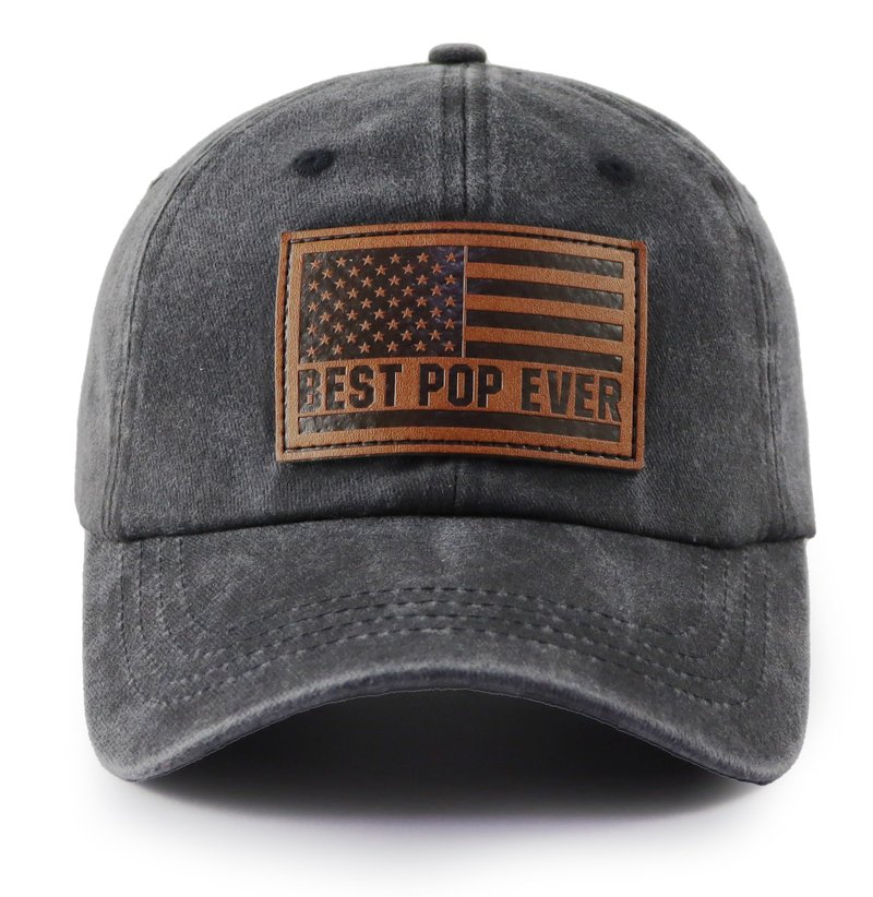 Grandpa Fathers Day Birthday Gifts, Grandpa Dad Hat,Adjustable Embroidered Best Pop Ever Baseball Cap, Grandfather Gift from Grandkids Black