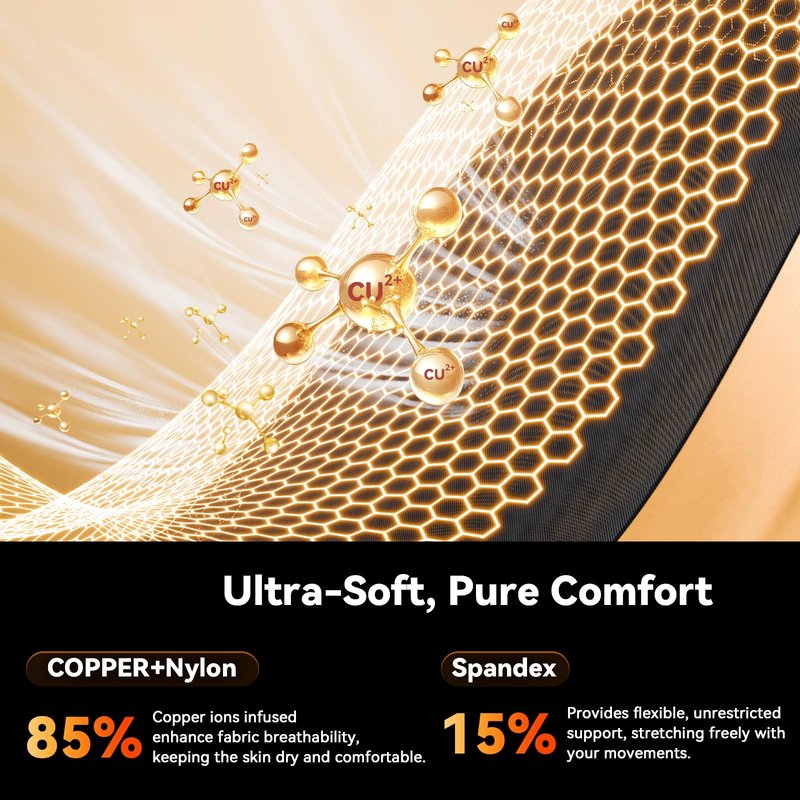 Copper Leg Compression Sleeve for Men & Women [360° Full Compression & Copper Infused] Knee Stabilizer Brace for Meniscus Tear, ACL, MCL, Arthritis & Joint Pain Relief, Calf & Thigh Support for Running