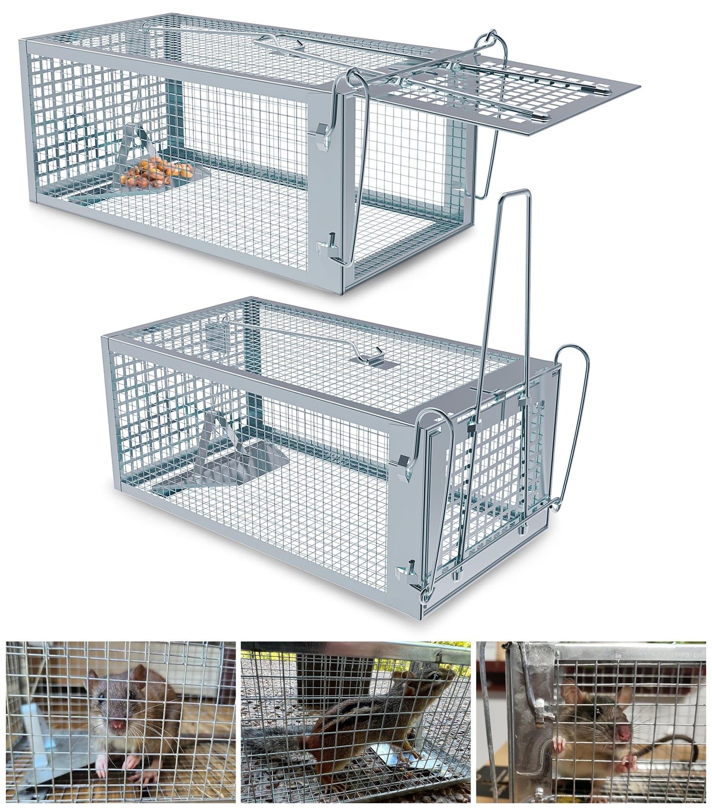 2 Packs Humane Rat Mouse Trap Outdoor Live Animal Cage Indoor & Outdoor