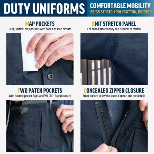 Flying Cross FX STAT Mens Law Enforcement Shirts, Police Uniform, Sheriff, EMT, Fire Department, Paramedic, Public Safety Officer Gear Security Clothing, Class B Short Sleeve, Oxford Grey, Medium