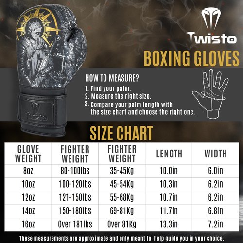 Twisto Boxing Gloves S6 series, Muay Thai Kickboxing Pro Heavy Training, Bag Gloves, Fight Gloves, MMA Gym Fitness, Men Women (Gladiator, 10 oz)