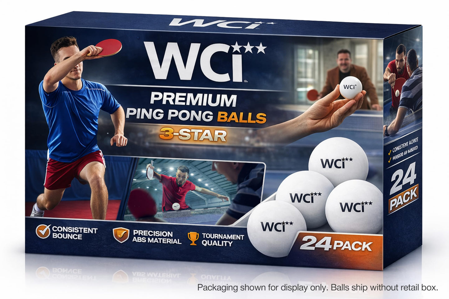 PARTY BALL Sports Ping Pong Balls – Official Size 40mm 3-Star Professional Table Tennis Balls, Durable High Performance for Training & Competition, White (12 Pack)