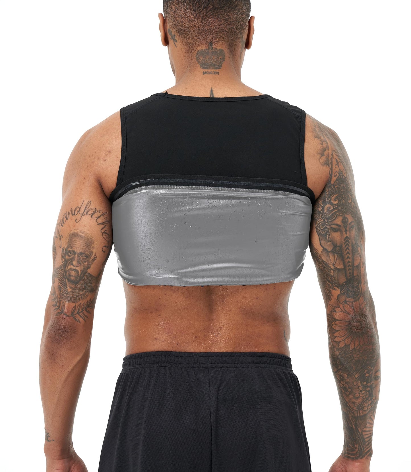 BODYSUNER Sauna Sweat Vest Workout Tank Top Waist Trainer for Men Compression Workout Enhancing Vest (Sliver, LXL)