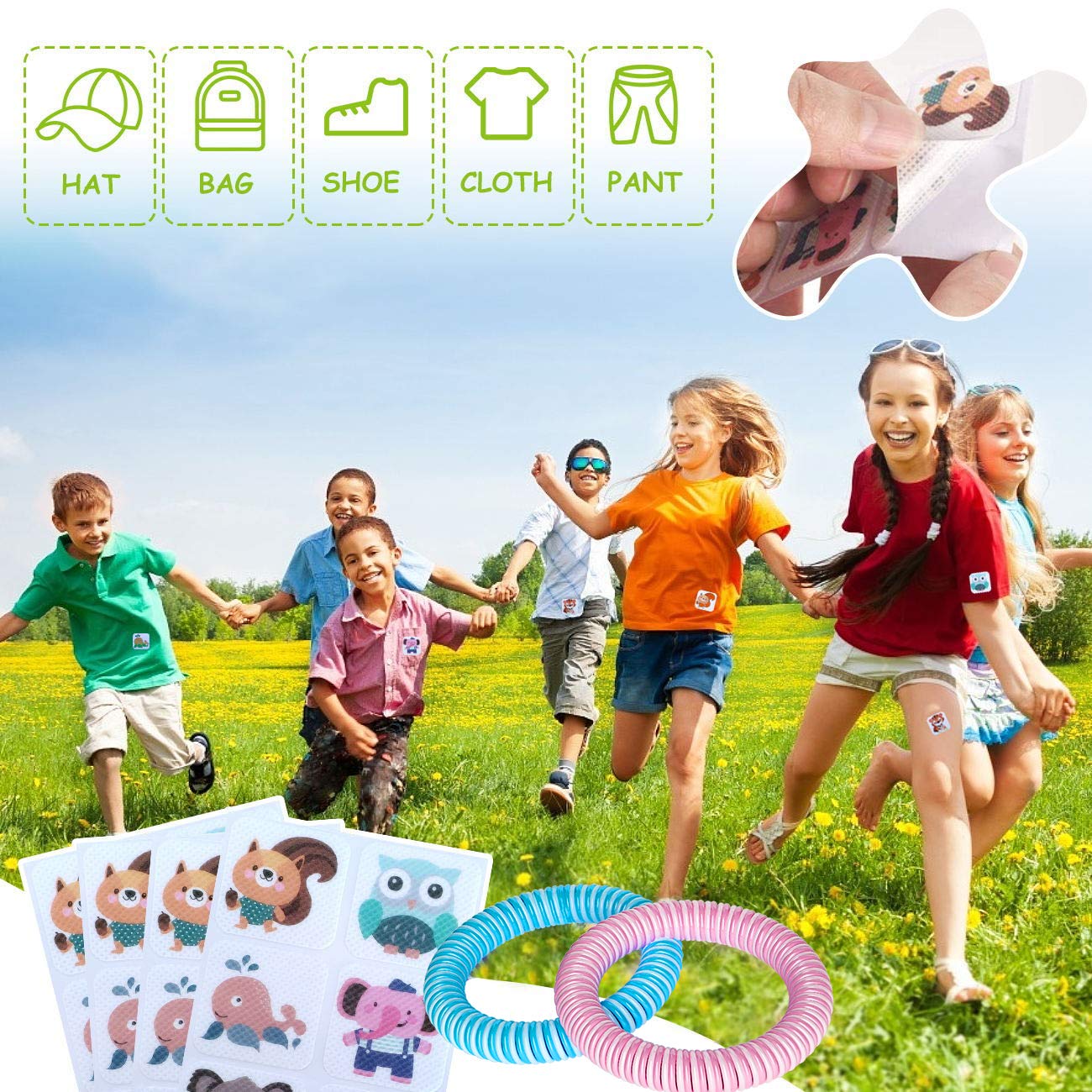 BuggyBands 120 Pack Mosquito Patches Stickers for Kids & Adult, Resealable Stickers with 2 Pack Mosquito Bracelet, Mosquito Stickers for Indoor Outdoor Camping & Travel Summer Camp Essentials