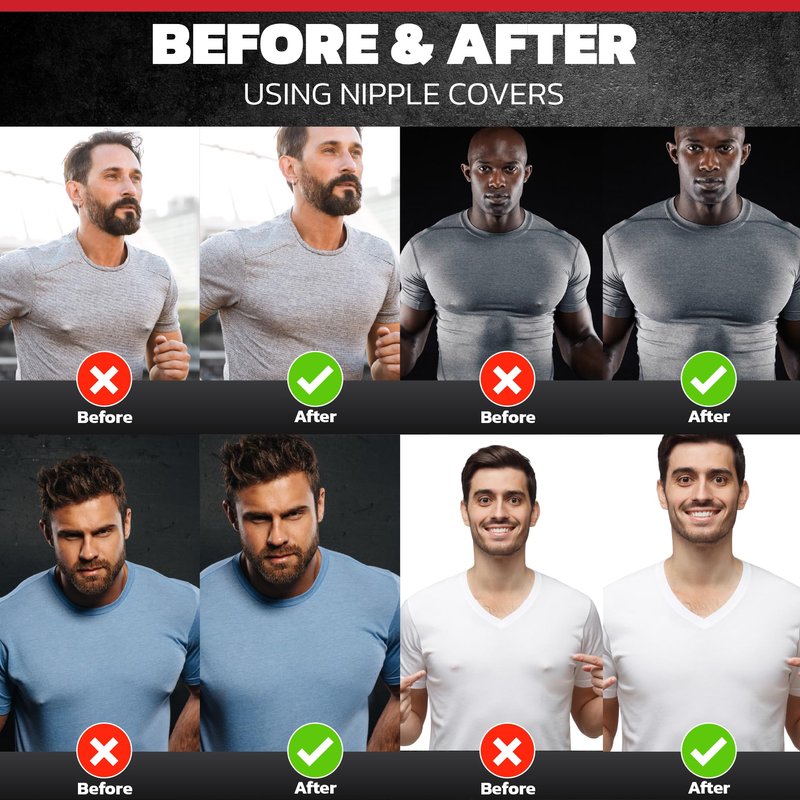 LENLAX Running Nipple Covers Men - 12 Hours+ Long Lasting, Strong Adhesive Nipple Tape - No Show Under Shirt - Mens Nipple Covers