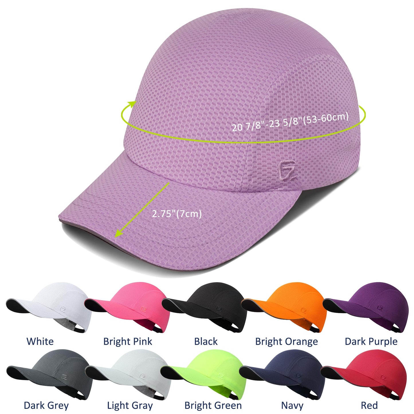 GADIEMKENSD Women's Race Day Running Hat Performance Mesh Baseball Cap Ventilation, Lightweight, Reflective Safety Ponytail Hats for Exercise Golf Hiking Beach Workout Gym Light Purple