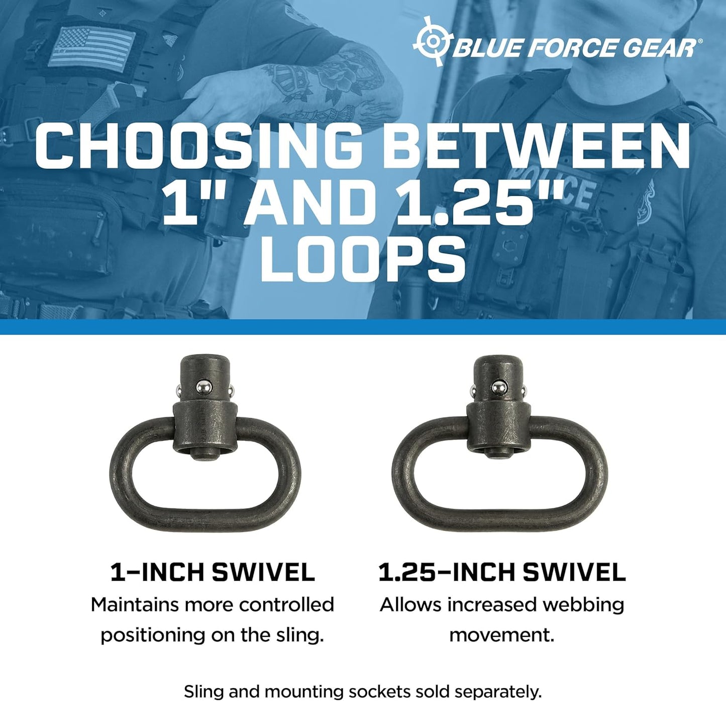 Push Button Sling Swivel - Durable Machined Steel Attachment Hardware for Rifles | Blue