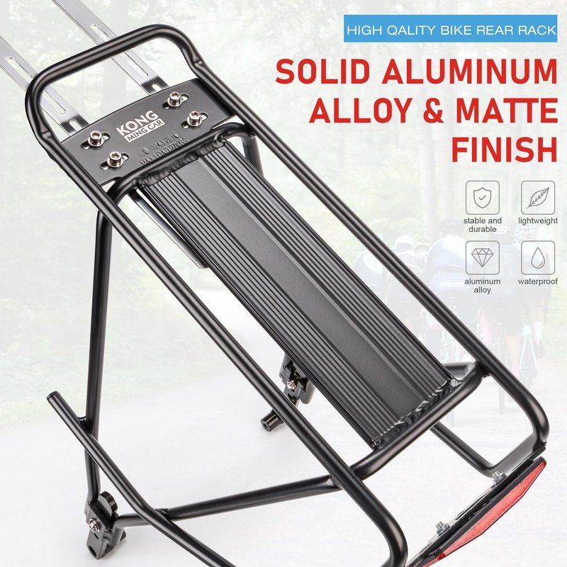 Rear Bike Rack - Bike Cargo Rack for Disc Brake/Non-Disc Brake Mount - Large Capacity Bicycle Pannier Rack, Height Adjustable for 26"-29" Frames (Width)
