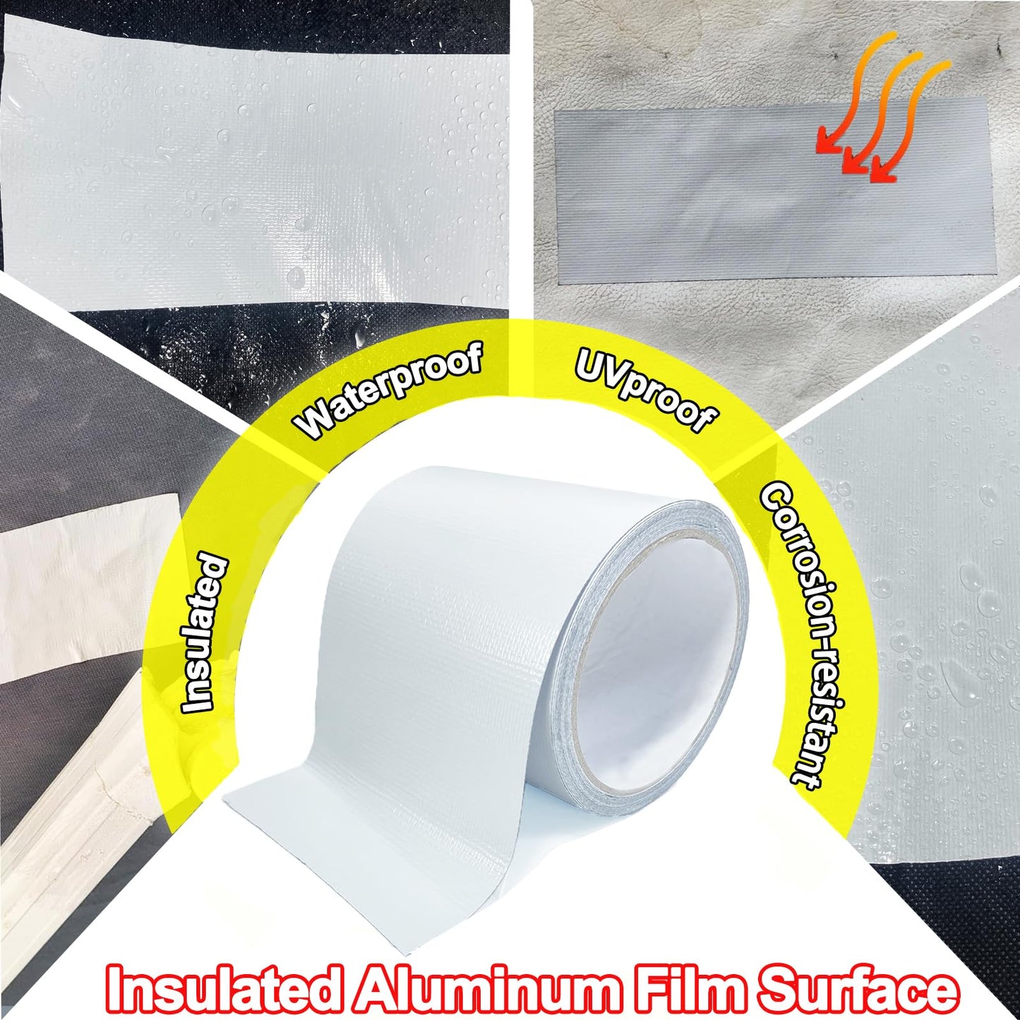 KAIHENG Waterproof Repair Tape for Awning, 4IN x 20FT Outdoor Canvas Tarp Repair Tape, Tent, Boat Covers, Canopy, Sail Tape, Tear Repair Patch Kit, Heavy Duty UVproof, White