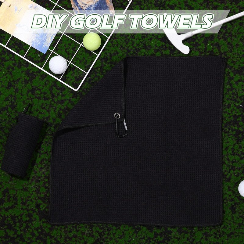 Batiyeer 30 Pcs Bulk Golf Towels for Golf Bags 16'' x 16'' Microfiber Fabric Golf Towel Waffle Pattern with Clip for Bags Men Mini Tournament Fitness Yoga Camping (Black)
