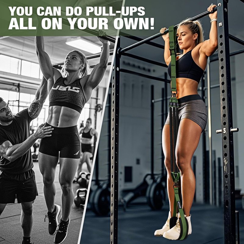 KUTIZE Pull Up Assistance Bands, 3 Adjustable Heavy Duty Pull Up Assist System with Comfortable Foot Strap, Professional Pull Up Bar Bands for Beginners & Muscle Training, Home Gym Workout Equipment