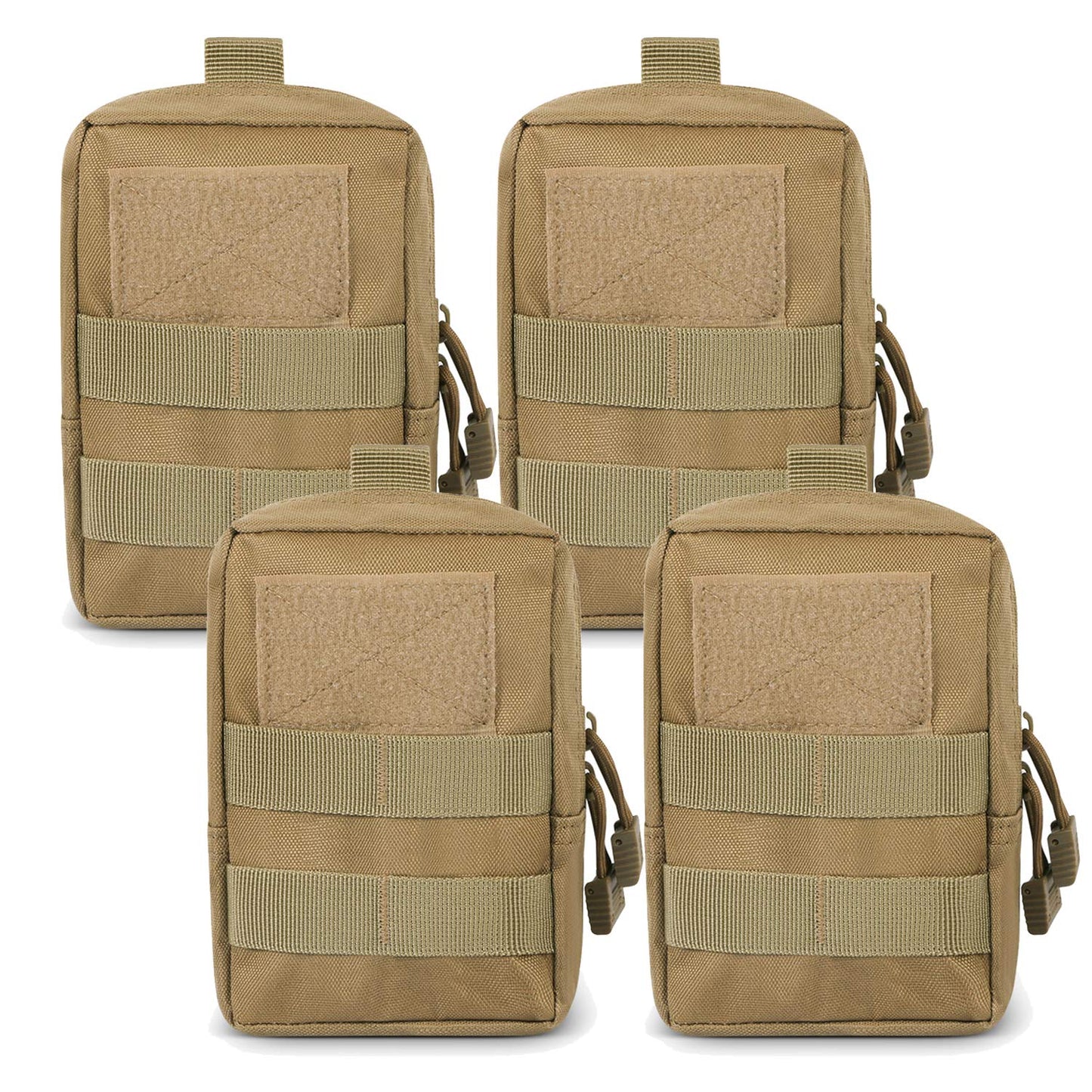 Gogoku 4-Pack Molle Pouch Tactical Molle Pouches Compact Utility EDC Waist Bag Pack Khaki