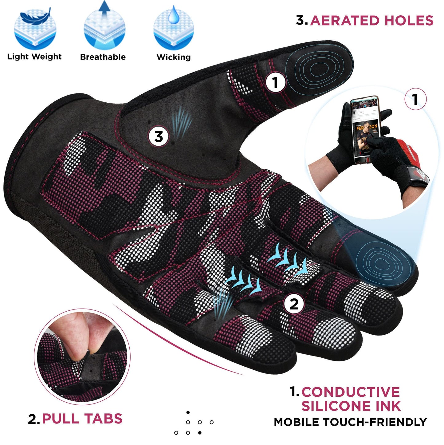 RDX Weight Lifting Gloves with Wrist Support -Touch Screen Full Finger Workout, Breathable Anti Slip Padded Grip, Men Women Fitness Training, Powerlifting Bodybuilding HIIT Exercise Weightlifting