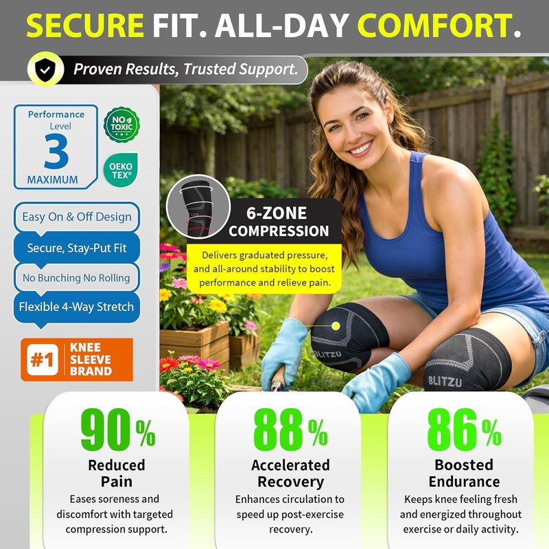 Knee Brace for Meniscus Tear - Compression Sleeve for Pain Relief | Black M, Ideal for Arthritis & Sports Recovery
