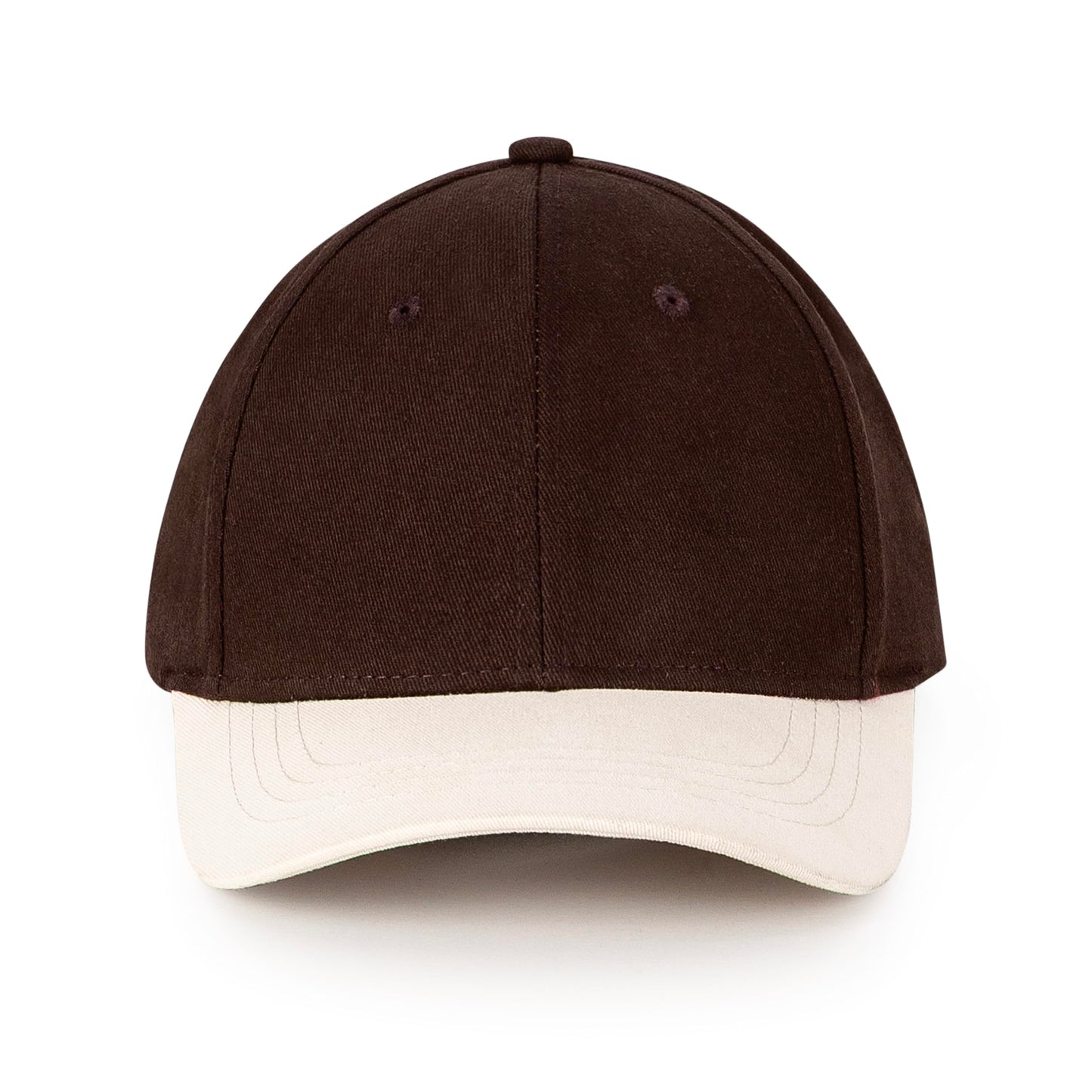 Mens Cap, Plain Baseball Cap, 100% Cotton, Adjustable Size, Casual Hat, Two Tone Color Combinations (Brown & White)