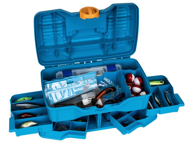 Flambeau Outdoors 440NGA NextGen 4/0 Medium Fishing Tackle Box, 4 Pivot Trays, 23 Compartments, Advanced Tackle Storage Organizer, Blue