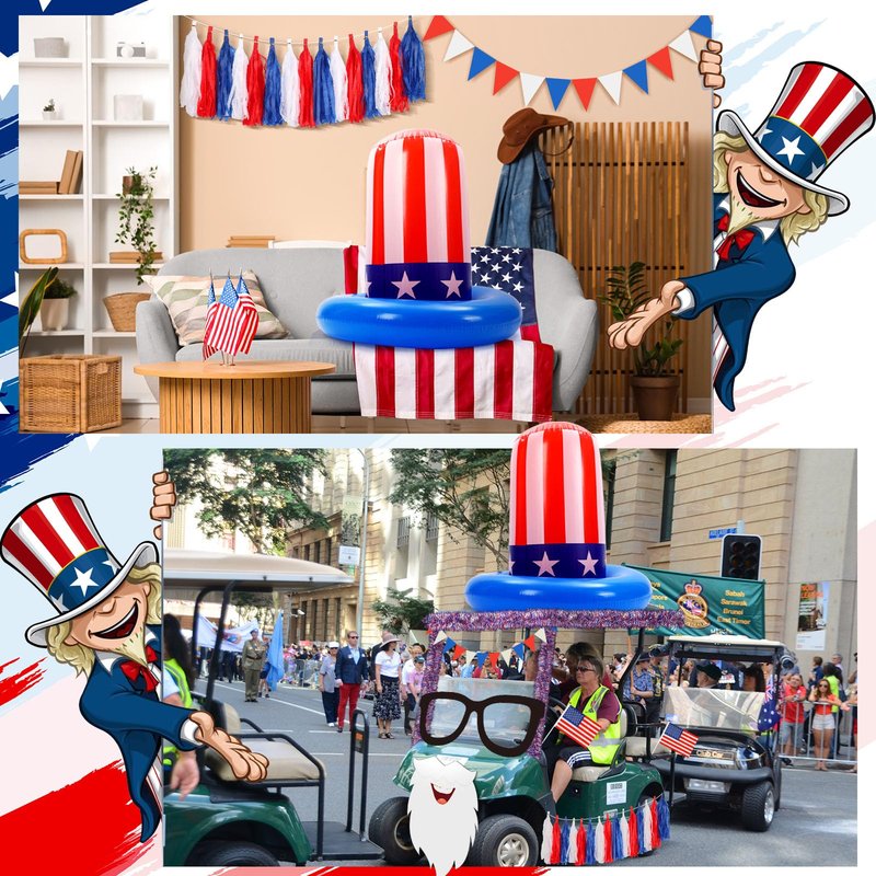 Suncalla 4th of July Golf Cart Decoration Kit Patriotic Parade Golf Cart Decor Including Hat Glasses Beard Flags Garlands Pennant Banner for LOVE USA Independence Day Memorial Day 250th anniversary