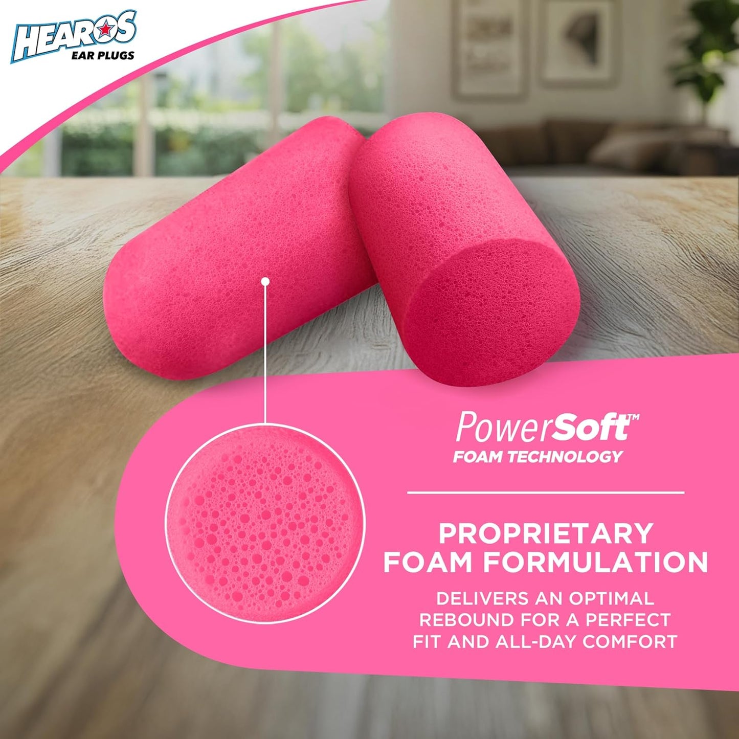 Sleep Ear Plugs - HEAROS Pretty in Pink, 14 Pairs for Comfortable Sleeping