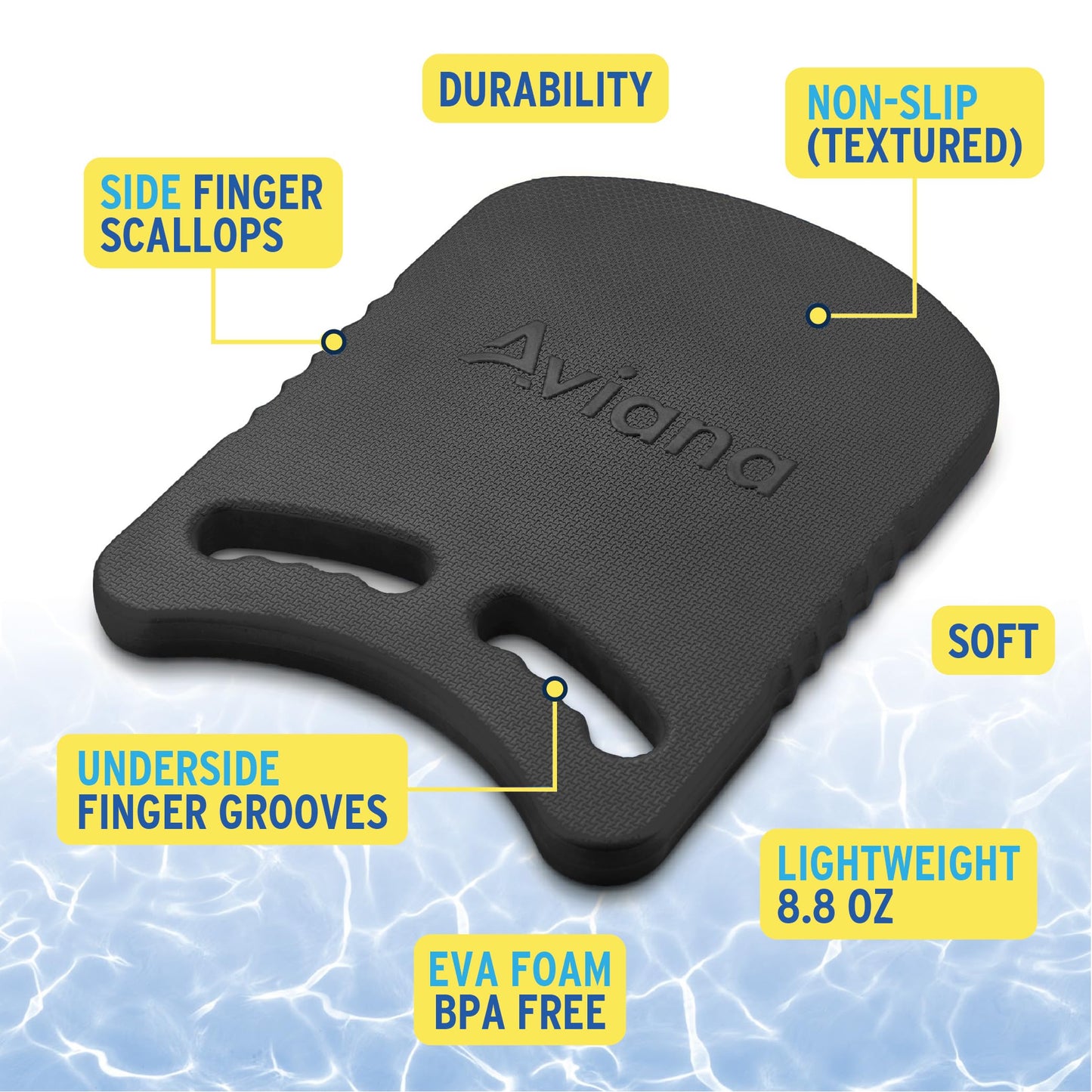 Junior Kickboard Buoy Swimming Aid & Exercise Training Board to Learn to Swim with Kick Boards in Pool BPA Free (Black)