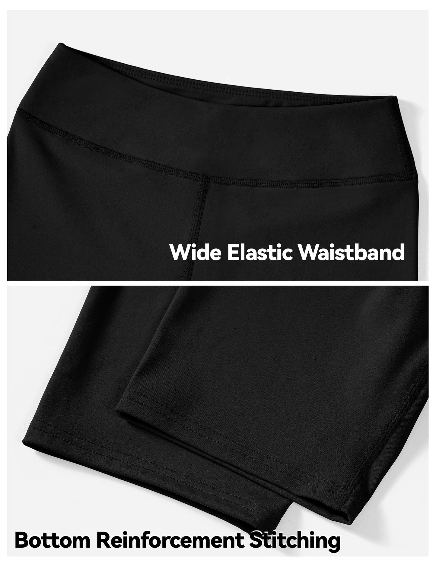 JOCMIC Girls Athletic Bike Shorts High Waist Yoga Dance Gym Spandex Short for Kids Youth Black 9-10 Years