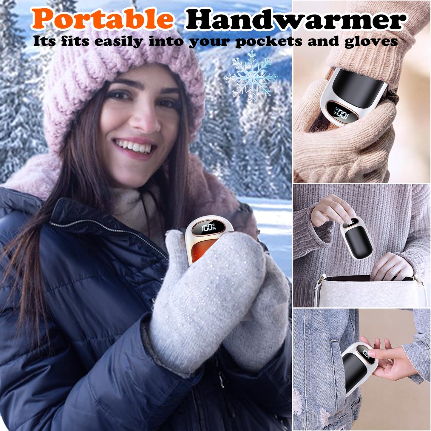 Taiofan Rechargeable Hand Warmer 2 Pack, LED Display & 4 Levels, Ultrathin Electric Hand Warmers Portable USB Pocket Heater Fits Gloves for Hunting Essentials, Camping, Raynauds, Gifts for Christmas