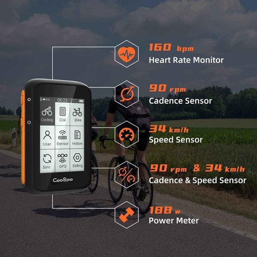 COOSPO Bundle GPS Bike Computer BC200 Cadence Speed Sensor Bluetooth ANT+ Cycling RPM Sensor BK467