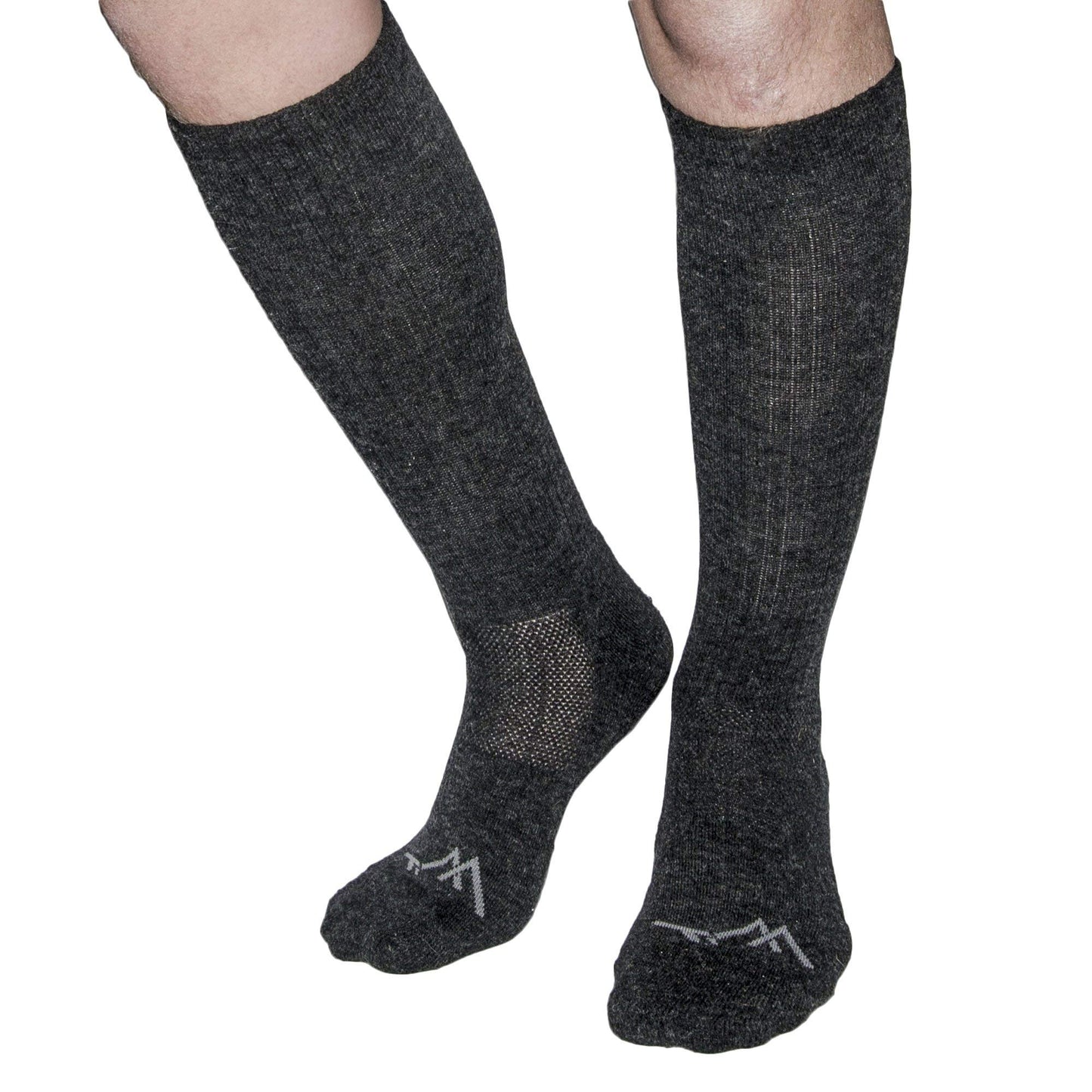 Wanderlust Knee-High Merino Wool Compression Socks Charcoal, Large (Shoe Sizes 8-12)