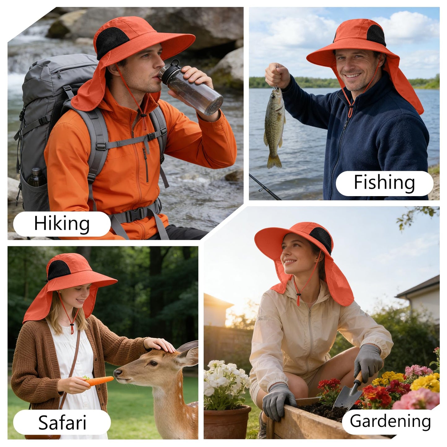 Sun Hat for Men Women with Neck Flap,UPF 50+ UV Protective Hiking Fishing Hats,Wide Brim Sun Hat for Women&Men