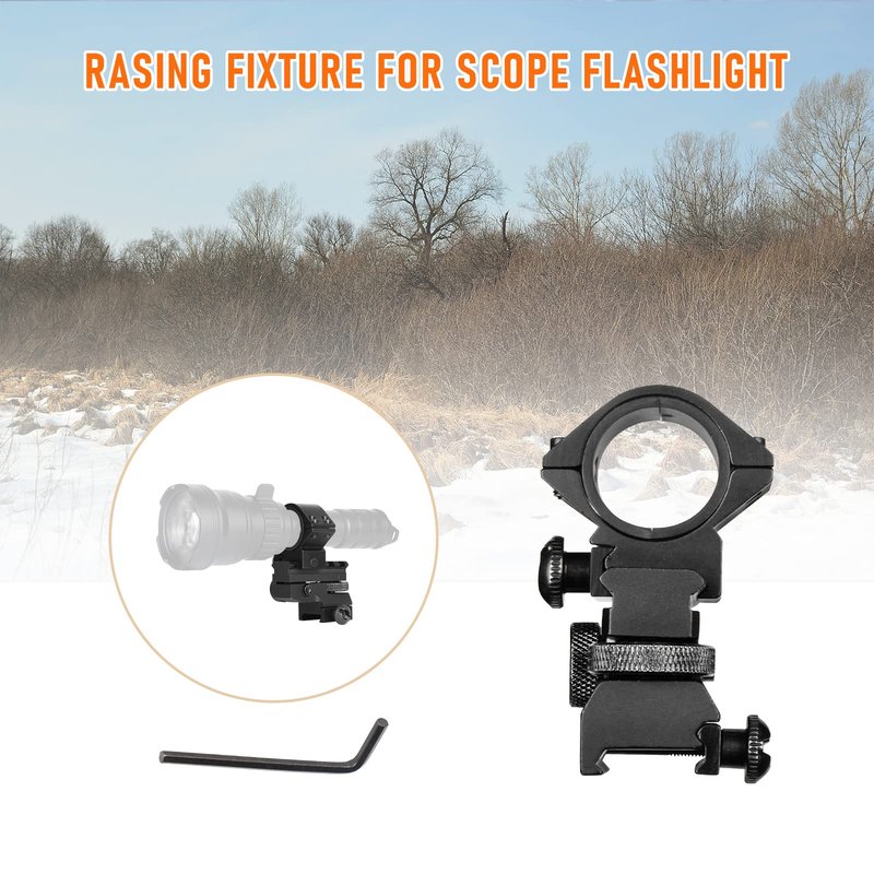 Odepro AS004 Windage and Elevation Adjustable Night Vision IR Light Scope Mount Picatinny Rail Mount with 25.4mm and 30mm Rings for Flashlight Scope Optic Torch