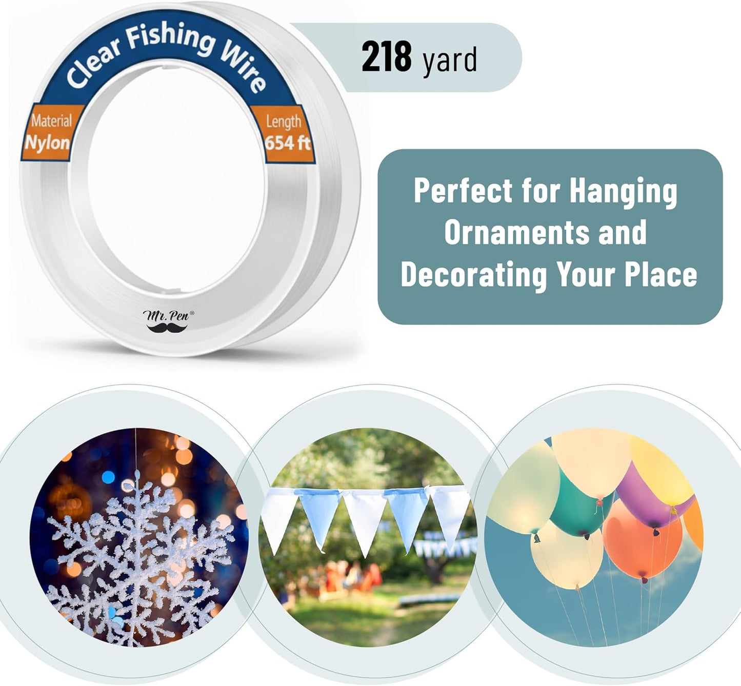 Nylon Fishing Line - 218 Yard Durable String for Hanging | Ideal for Outdoor Use