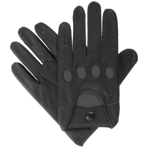 isotoner Men's Smooth Leather Driving Glove With Covered Snap,Black,X-Large