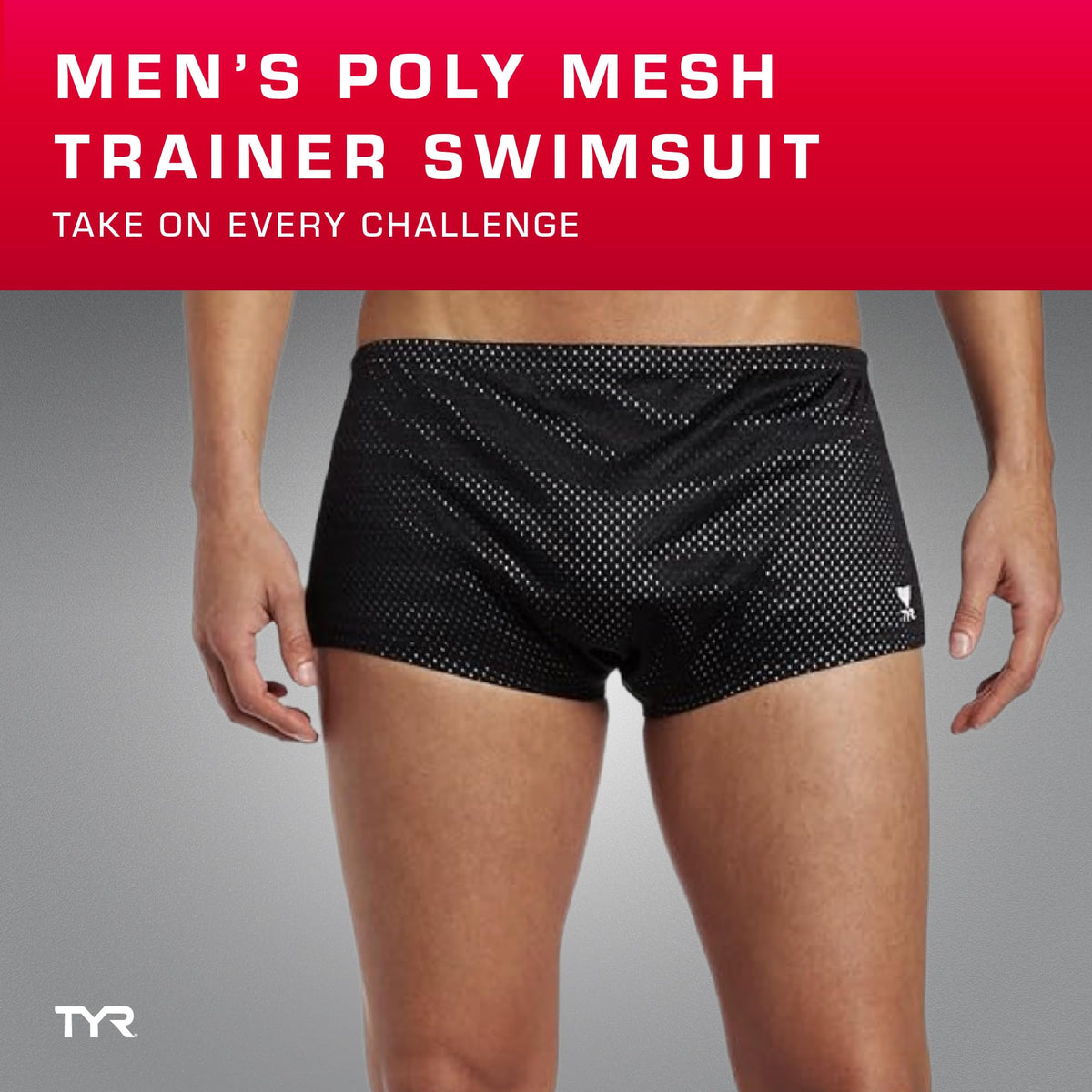 TYR Men's Poly Mesh Trainer Swim Suit (Black, 40)