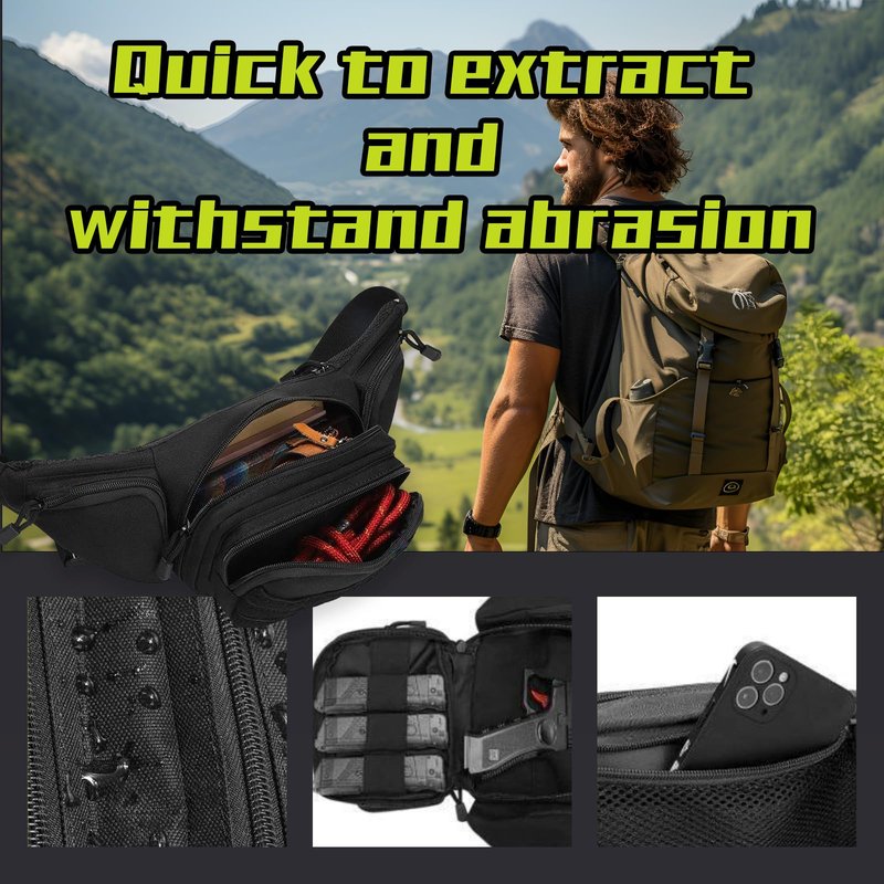 DZHPSRSZ Tactical Fanny Pack for Men,800D Oxford Fabric Fanny Pack for Men,Fanny Packs Man for Hiking Climbing,Fishing,Cycling,Hunting,Adjustable Conceal Carry Tactical Fanny Packs(Black)