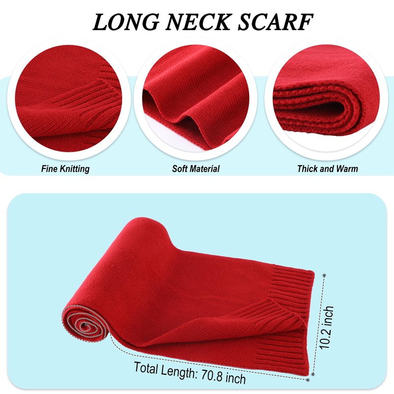 Connectyle 3 PCS Fleece Lined Cold Weather Set, Warm Winter Beanie Hat, Long Scarf and Touchscreen Gloves for Men & Women (Dark Red)