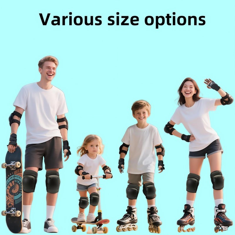 SHENMOREN Kids/Adult/Youth Knee Pads Elbow Pads Wrist Guards for Kids,Knee Pads for Women 6 in 1 Protective Gear Set for Skateboarding Biking Roller Skating Cycling Outdoor Black (Medium)
