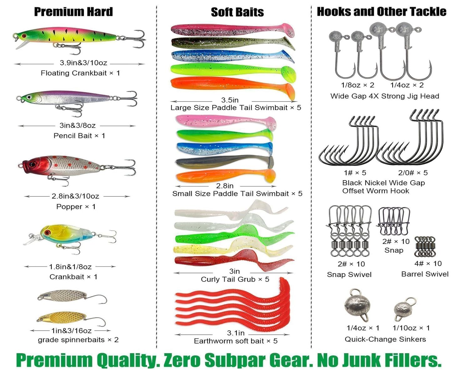 DEKESIN Bass Fishing Starter Kit 75pcs Small Tackle Box Set