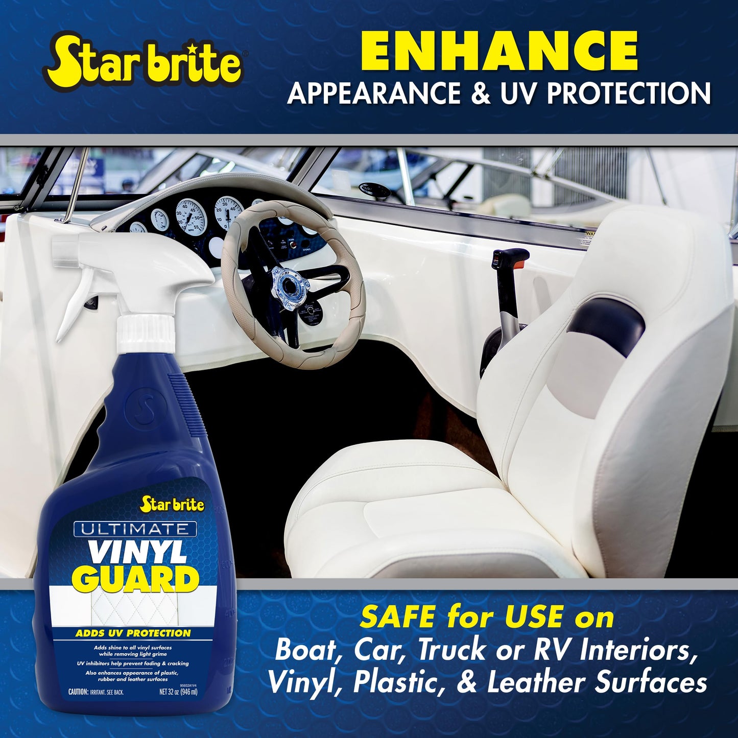 STAR BRITE Ultimate Vinyl Guard - Spray on Protection & Shine - Prevent Fading & Cracking - for Vinyl, Leather, Plastic & Rubber - 32 OZ (095932)