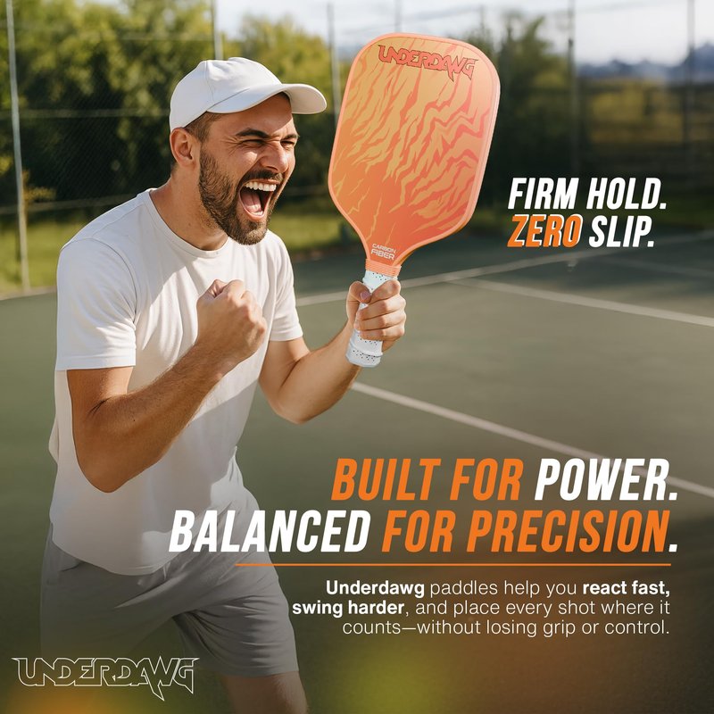 Pickleball Paddles Set of 2, USAPA Approved T300 Carbon Fiber, Polypropylene Honeycomb Core, Anti-Slip Grip, 4 Pickleballs, Carry Bag, Pickleball Paddle Set for Men and Women (Fiery Orange)